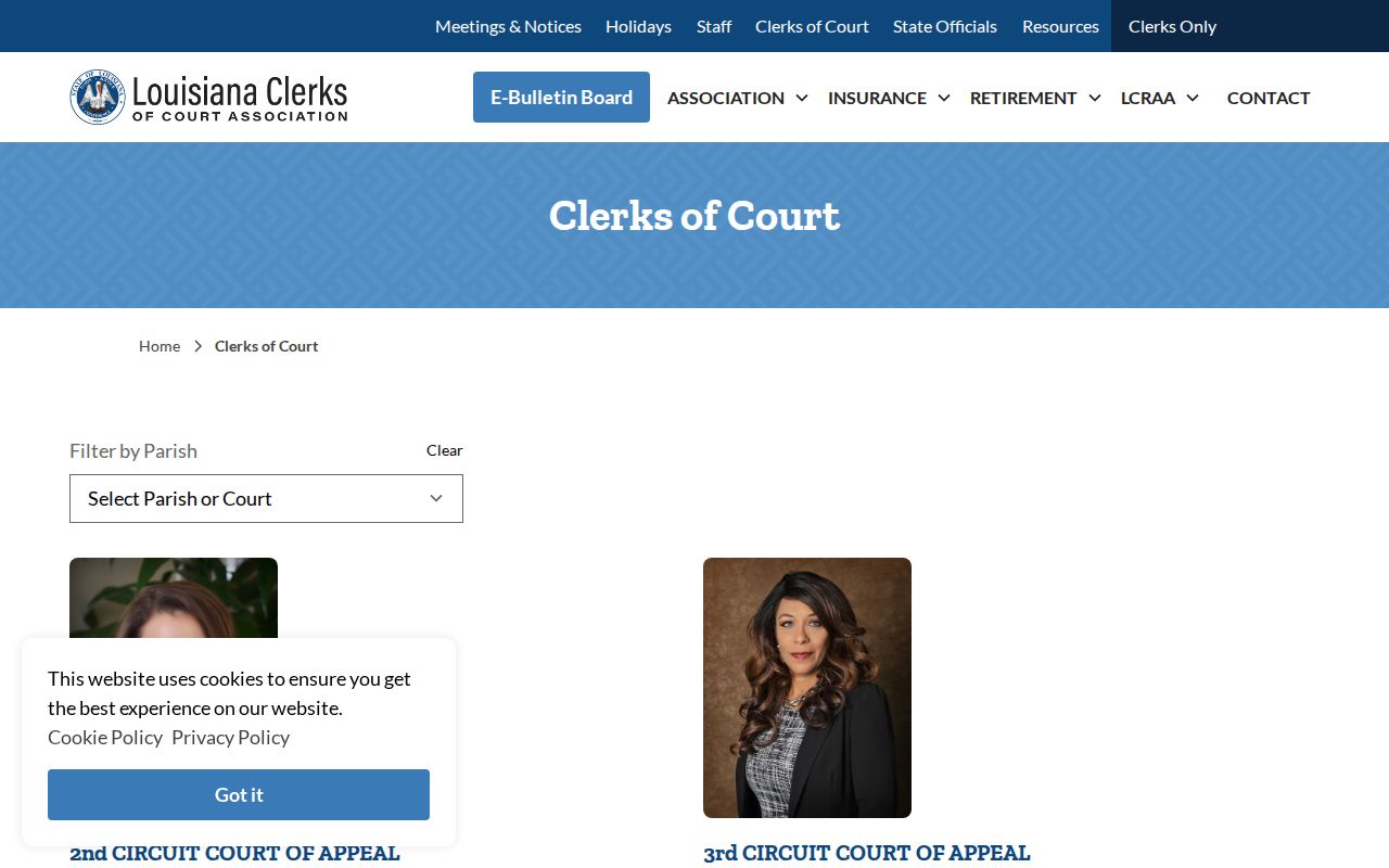 Evangeline Parish case lookup Louisiana clerk directory listing