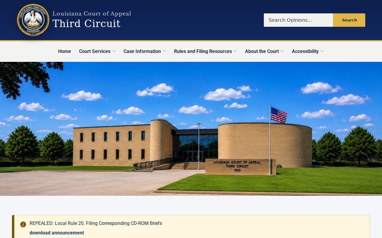 Evangeline Parish court dates Louisiana Third Circuit appellate court homepage